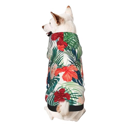 Hunde-Kapuzenpullover mit Vegetationsblättern und Hibiskusblüten, für kleine Hunde, warm, weich und atmungsaktiv, leicht zu tragen, Winter-Wettermantel für Haustiere Hunde-Kapuzenpullover mit Vegetationsblättern und Hibiskusblüten, für kleine Hunde, warm, weich und atmungsaktiv, leicht zu tragen, Winter-Wettermantel für Haustiere von MBCbjg