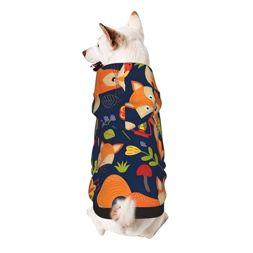 Hunde-Kapuzenpullover mit süßem Fuchs-Blumendruck, für kleine Hunde, warm, weich und atmungsaktiv, leicht zu tragen, Winter-Wettermantel für Haustiere von MBCbjg