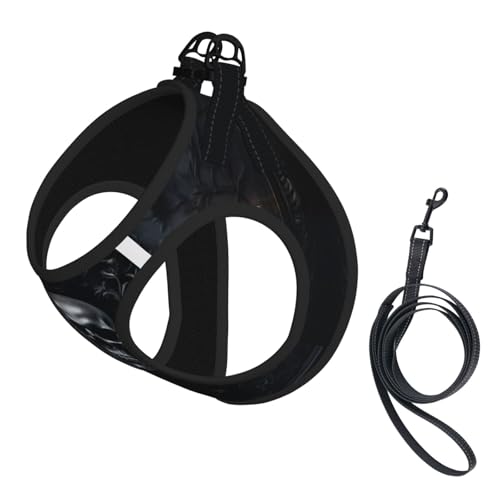 Hundegeschirr mit Gothic-Tapete, Totenkopf-Druck, reflektierend, verstellbar, weich, atmungsaktiv, Netzweste mit ausbruchsicherer Leine, für kleine Haustiere und Kätzchen, Welpen von MBCbjg