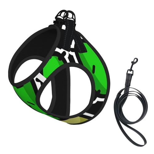 Hundegeschirr mit Kaktus-Druck, reflektierend, verstellbar, weich, atmungsaktiv, Netzweste mit ausbruchsicherer Leine, für kleine Haustiere und Kätzchen, Welpen von MBCbjg