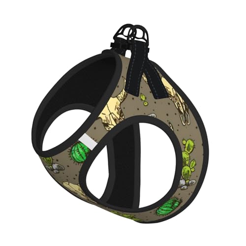 Hundegeschirr mit Totenkopf und niedlichem Kaktus-Druck, reflektierend, verstellbar, weich, atmungsaktiv, Netzweste mit ausbruchsicherer Leine, für kleine Haustiere und Kätzchen, Welpen von MBCbjg
