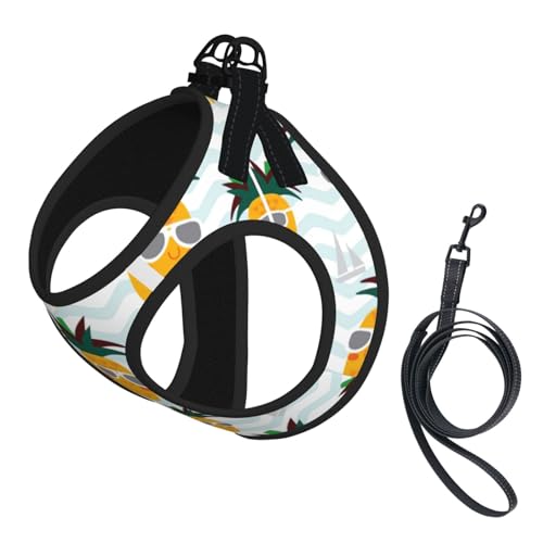 Hundegeschirr mit niedlichem Ananas-Druck, reflektierend, verstellbar, weich, atmungsaktiv, Netzweste mit ausbruchsicherer Leine, für kleine Haustiere und Kätzchen, Welpen Hundegeschirr mit niedlichem Ananas-Druck, reflektierend, verstellbar, weich, atmungsaktiv, Netzweste mit ausbruchsicherer Leine, für kleine Haustiere und Kätzchen, Welpen von MBCbjg