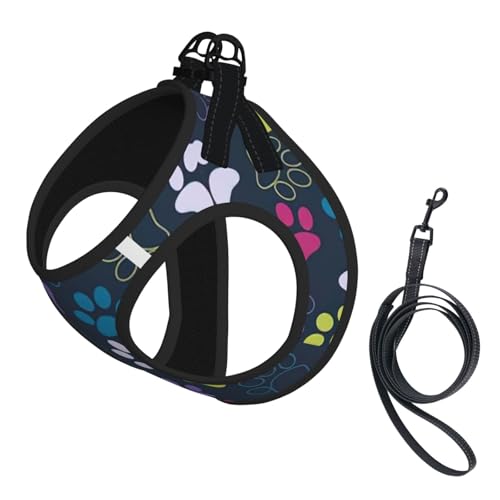 Hundegeschirr mit niedlichem Pfotenabdruck, für Katzen und Hunde, reflektierend, verstellbar, weich, atmungsaktiv, Netzweste mit ausbruchsicherer Leine, für kleine Haustiere und Kätzchen, Welpen Hundegeschirr mit niedlichem Pfotenabdruck, für Katzen und Hunde, reflektierend, verstellbar, weich, atmungsaktiv, Netzweste mit ausbruchsicherer Leine, für kleine Haustiere und Kätzchen, Welpen von MBCbjg