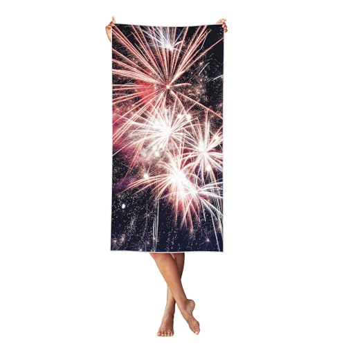 MBCbjg Weiches Strandtuch mit Explosionsfeuerwerk, schnell trocknend, saugfähige Handtücher für Pool, Cabana, Urlaub und Reisen von MBCbjg