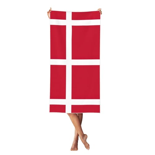 MBCbjg Weiches Strandtuch mit dänischer Flagge, schnell trocknend, saugfähige Handtücher für Pool, Cabana, Urlaub und Reisen von MBCbjg