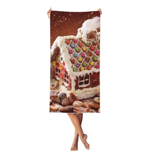 MBCbjg Weihnachts-Strandtuch, Lebkuchenähnliches Dorfhaus, weich, schnell trocknend, saugfähig, Handtücher für Pool, Cabana, Urlaub und Reisen MBCbjg Weihnachts-Strandtuch, Lebkuchenähnliches Dorfhaus, weich, schnell trocknend, saugfähig, Handtücher für Pool, Cabana, Urlaub und Reisen von MBCbjg