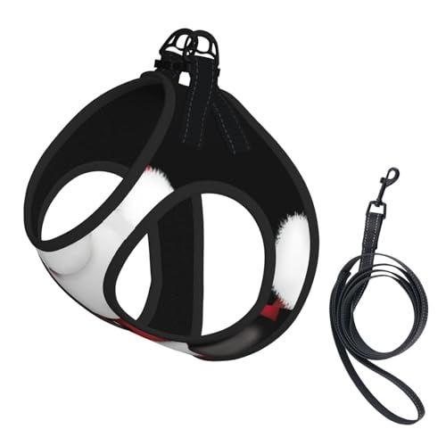 Niedliches Geschirr mit Weihnachtsmann-Druck, für Katzen und Hunde, reflektierend, verstellbar, weich, atmungsaktiv, Netzweste mit ausbruchsicherer Leine, für kleine Haustiere und Kätzchen, Welpen von MBCbjg