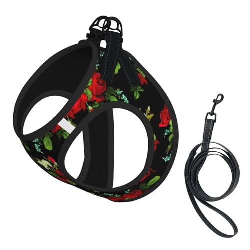 Schönes Rosen-Geschenk-Leinen-Set für Katzen und Hunde, reflektierend, verstellbar, weich, atmungsaktiv, Netzweste mit ausbruchsicherer Leine, für kleine Haustiere und Kätzchen, Welpen Schönes Rosen-Geschenk-Leinen-Set für Katzen und Hunde, reflektierend, verstellbar, weich, atmungsaktiv, Netzweste mit ausbruchsicherer Leine, für kleine Haustiere und Kätzchen, Welpen von MBCbjg