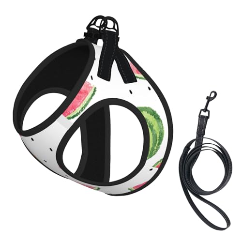 Wassermelonen-Geschirr mit frischem Obst-Druck, für Katzen und Hunde, reflektierend, verstellbar, weich, atmungsaktiv, Netzweste mit ausbruchsicherer Leine, für kleine Haustiere und Kätzchen, Welpen von MBCbjg