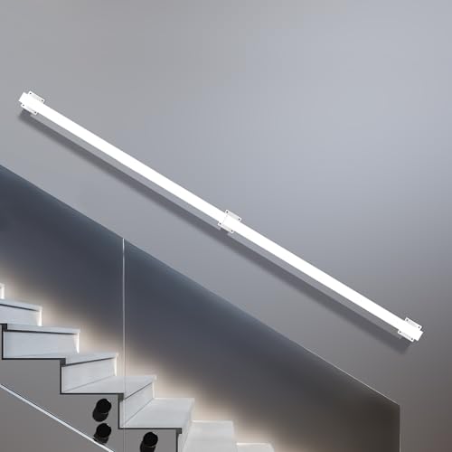Handlauf - Treppengeländer Innen - Geländer Treppe, 150cm Weiß Handläufe für Treppen, Außen/Innen Edelstahl Stiegengeländer Terrassengeländer (Weiß，150cm) von MBEUAIVV
