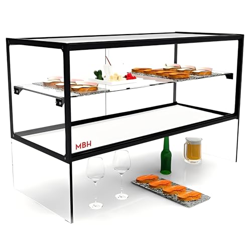 MBH Neutraler Vitrine, erhöht, 92 cm, mit Ablage und Untersetzer, Sekuritglas für Gebäck, Snacks und Snacks von MBH - MAQUINARIA BAR HOSTELERÍA
