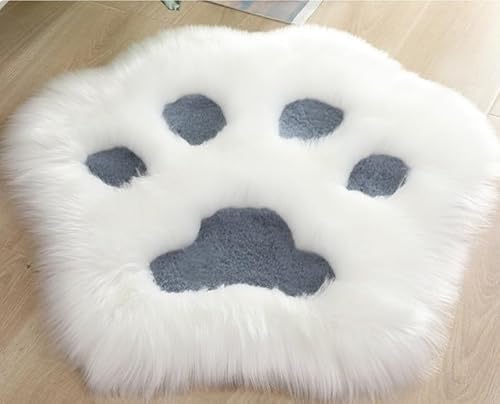 Katzenpfoten-Teppich, Nachttischteppich, Schaffellimitat, haariger, waschbarer Teppich, Kinderteppiche for Schlafzimmer, grau, 150 x cm(White Ash,60x60cm/23.6x23.6in) von MBHHU