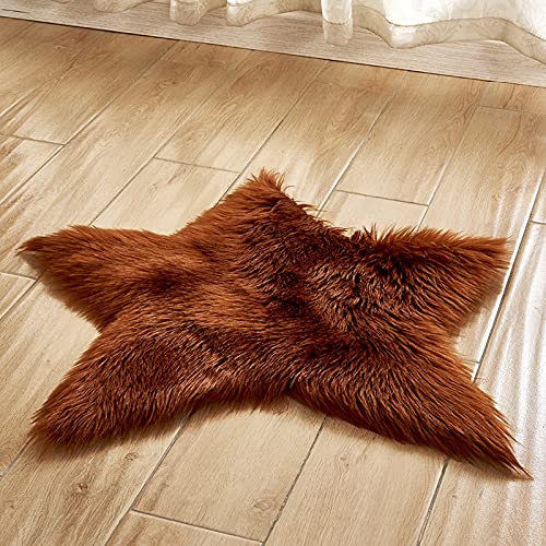 MBHHU Grauer Stern, kleine Teppiche for das Wohnzimmer, Kunst-Schaffell-Teppich, waschbar, for Stühle, Durchmesser 60 cm(Dark Brown) von MBHHU