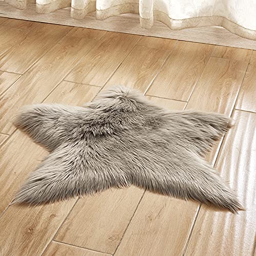 MBHHU Grauer Stern, kleine Teppiche for das Wohnzimmer, Kunst-Schaffell-Teppich, waschbar, for Stühle, Durchmesser 60 cm(Grey) von MBHHU