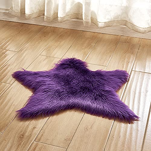 MBHHU Grauer Stern, kleine Teppiche for das Wohnzimmer, Kunst-Schaffell-Teppich, waschbar, for Stühle, Durchmesser 60 cm(Purple) von MBHHU