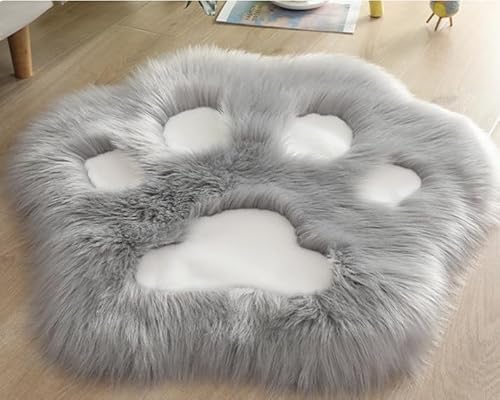 MBHHU Katzenpfoten-Teppich, Nachttischteppich, Schaffellimitat, haariger, waschbarer Teppich, Kinderteppiche for Schlafzimmer, grau, 150 x cm(Grey,90x90cm/35.4x35.4in) von MBHHU