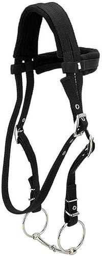 MBHHU Pferdehalfterzaum mit Zügel, Pferdetrense, rot, verstellbar, Pferdehalftergeschirr, Pferdekopfstücke, Pferdegebiss weichem Kissen for Pferde(Black,Medium) von MBHHU