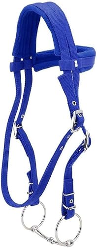MBHHU Pferdehalfterzaum mit Zügel, Pferdetrense, rot, verstellbar, Pferdehalftergeschirr, Pferdekopfstücke, Pferdegebiss weichem Kissen for Pferde(Blue,Medium) von MBHHU