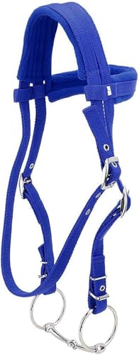 MBHHU Pferdehalfterzaum mit Zügel, Pferdetrense, rot, verstellbar, Pferdehalftergeschirr, Pferdekopfstücke, Pferdegebiss weichem Kissen for Pferde(Blue,Small) von MBHHU