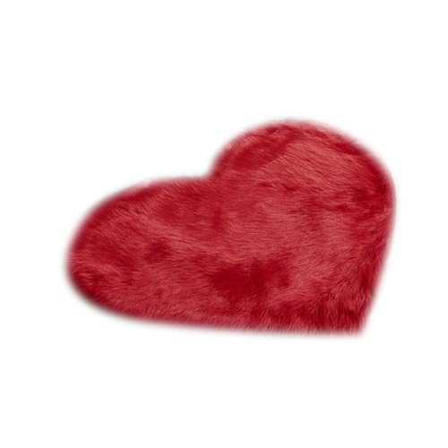 MBHHU Red Heart Kleine Teppiche for Schlafzimmer, ästhetisch, Kunst-Schaffell-Teppiche, waschbar, for Stühle, 60 x cm(Red,Heart 50x70CM/19.7x27.5in) von MBHHU