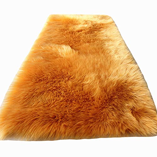 MBHHU Rosa rechteckige Kunstfell-Teppiche for Schlafzimmer, waschbarer Kunstschaffell-Teppich for Wohnzimmer, 50 x 80 cm(Orange,Rectangular 80x160cm/31.4x62.9in) von MBHHU