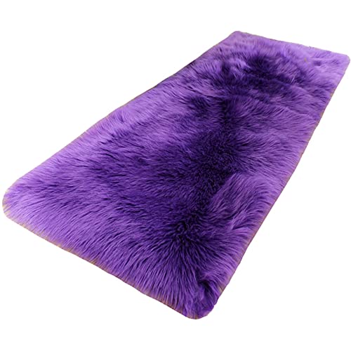 MBHHU Rosa rechteckige Kunstfell-Teppiche for Schlafzimmer, waschbarer Kunstschaffell-Teppich for Wohnzimmer, 50 x 80 cm(Purple,Rectangle 60x90cm/23.6x35.4in) von MBHHU