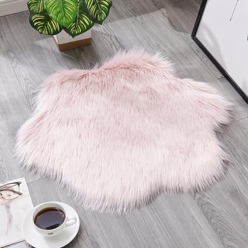 MBHHU Rote Blume Kleine Teppiche for Wohnzimmer, Kunst Schaffell Teppich Waschbar for Stühle, Durchmesser 60cm/23.6in(Pink) von MBHHU