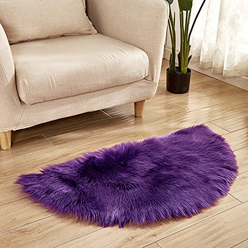 MBHHU Roter Halbkreis-Teppich, weich, flauschig, for Schlafzimmer, klein, Kunstschaffell, waschbar, for Stühle, 45 x 90 cm(Purple) von MBHHU