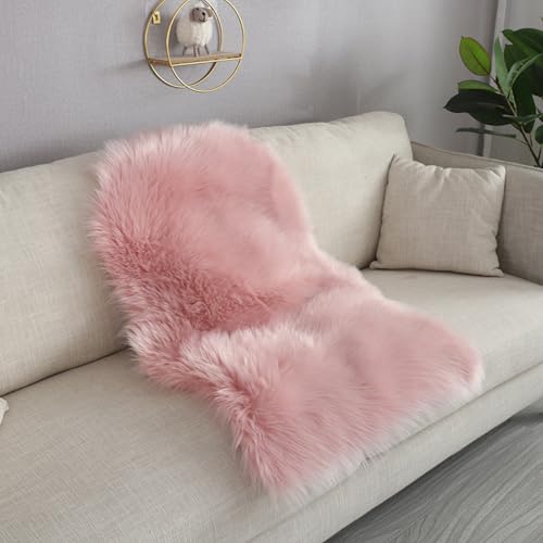 MBHHU Sitzbezüge aus Kunstschaffell for Sofa, Sitzpolster Kunstfell, Teppiche, haariger, waschbarer Teppich, Pink, 60 x 120 cm(Pink,60x90cm/23.6x35.4in) von MBHHU