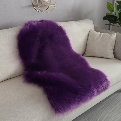 MBHHU Sitzbezüge aus Kunstschaffell for Sofa, Sitzpolster Kunstfell, Teppiche, haariger, waschbarer Teppich, Pink, 60 x 120 cm(Purple,40x60cm/15.7x23.6in) von MBHHU