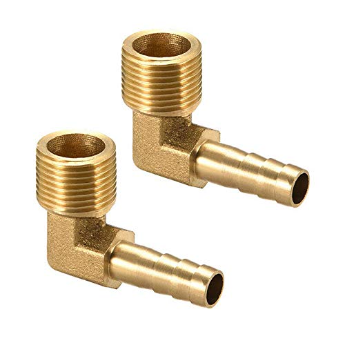 Messing-Schlauchanschluss mit Widerhaken, 90-Grad-Winkelstück, Messing-BSP-Schlauchverbinder mit Außengewinde for Luft/Kraftstoff/Wasser(1/8"x8mm) von MBHHU