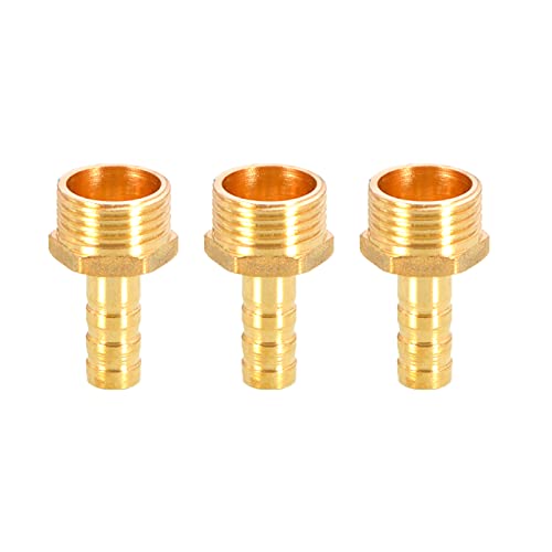 Messing-Schlauchanschluss mit Widerhaken, Schlauchanschluss aus massivem Messing mit Widerhaken auf BSP-Außengewinde for Luft, Wasser, Heizöl und Gas(1/2”x10mm) von MBHHU