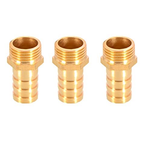 Messing-Schlauchanschluss mit Widerhaken, Schlauchanschluss aus massivem Messing mit Widerhaken auf BSP-Außengewinde for Luft, Wasser, Heizöl und Gas(1/2”x16mm) von MBHHU