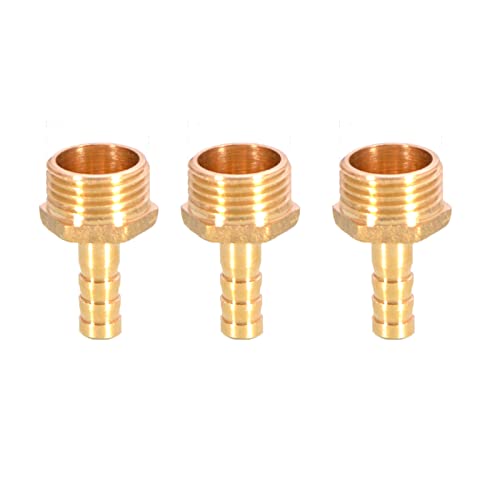 Messing-Schlauchanschluss mit Widerhaken, Schlauchanschluss aus massivem Messing mit Widerhaken auf BSP-Außengewinde for Luft, Wasser, Heizöl und Gas(1/2”x8mm) von MBHHU