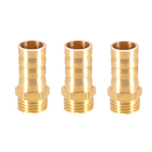 Messing-Schlauchanschluss mit Widerhaken, Schlauchanschluss aus massivem Messing mit Widerhaken auf BSP-Außengewinde for Luft, Wasser, Heizöl und Gas(1/4"x12mm) von MBHHU