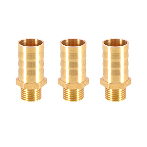 Messing-Schlauchanschluss mit Widerhaken, Schlauchanschluss aus massivem Messing mit Widerhaken auf BSP-Außengewinde for Luft, Wasser, Heizöl und Gas(1/4"x16mm) von MBHHU