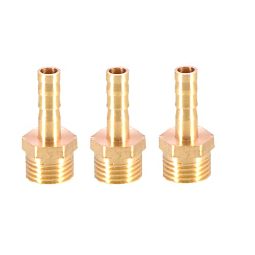 Messing-Schlauchanschluss mit Widerhaken, Schlauchanschluss aus massivem Messing mit Widerhaken auf BSP-Außengewinde for Luft, Wasser, Heizöl und Gas(1/4"x6mm) von MBHHU