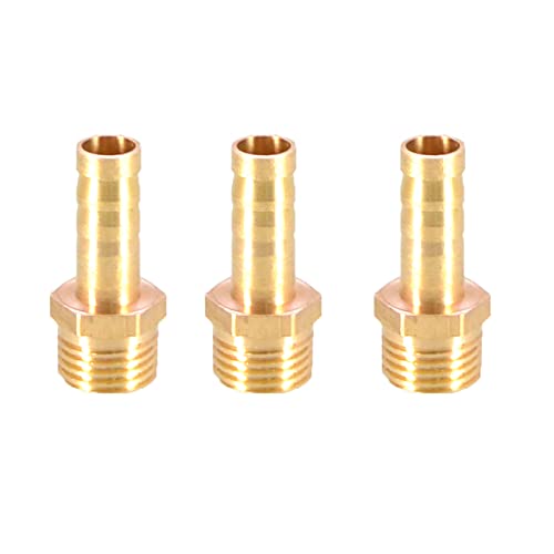 Messing-Schlauchanschluss mit Widerhaken, Schlauchanschluss aus massivem Messing mit Widerhaken auf BSP-Außengewinde for Luft, Wasser, Heizöl und Gas(1/4" x8mm) von MBHHU