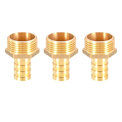 Messing-Schlauchanschluss mit Widerhaken, Schlauchanschluss aus massivem Messing mit Widerhaken auf BSP-Außengewinde for Luft, Wasser, Heizöl und Gas(1"x19mm) von MBHHU