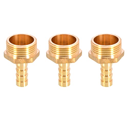 Messing-Schlauchanschluss mit Widerhaken, Schlauchanschluss aus massivem Messing mit Widerhaken auf BSP-Außengewinde for Luft, Wasser, Heizöl und Gas(3/4"x10mm) von MBHHU