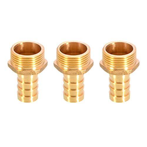 Messing-Schlauchanschluss mit Widerhaken, Schlauchanschluss aus massivem Messing mit Widerhaken auf BSP-Außengewinde for Luft, Wasser, Heizöl und Gas(3/4"x16mm) von MBHHU
