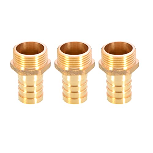 Messing-Schlauchanschluss mit Widerhaken, Schlauchanschluss aus massivem Messing mit Widerhaken auf BSP-Außengewinde for Luft, Wasser, Heizöl und Gas(3/4"x19mm) von MBHHU
