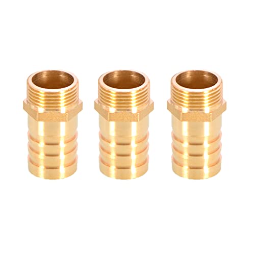Messing-Schlauchanschluss mit Widerhaken, Schlauchanschluss aus massivem Messing mit Widerhaken auf BSP-Außengewinde for Luft, Wasser, Heizöl und Gas(3/4"x25mm) von MBHHU