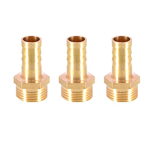 Messing-Schlauchanschluss mit Widerhaken, Schlauchanschluss aus massivem Messing mit Widerhaken auf BSP-Außengewinde for Luft, Wasser, Heizöl und Gas(3/8" x10mm) von MBHHU