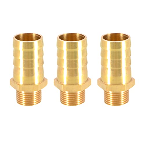 Messing-Schlauchanschluss mit Widerhaken, Schlauchanschluss aus massivem Messing mit Widerhaken auf BSP-Außengewinde for Luft, Wasser, Heizöl und Gas(3/8"x19mm) von MBHHU
