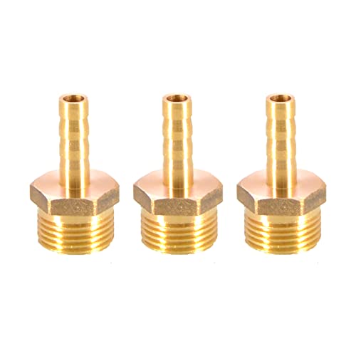 Messing-Schlauchanschluss mit Widerhaken, Schlauchanschluss aus massivem Messing mit Widerhaken auf BSP-Außengewinde for Luft, Wasser, Heizöl und Gas(3/8"x6mm) von MBHHU