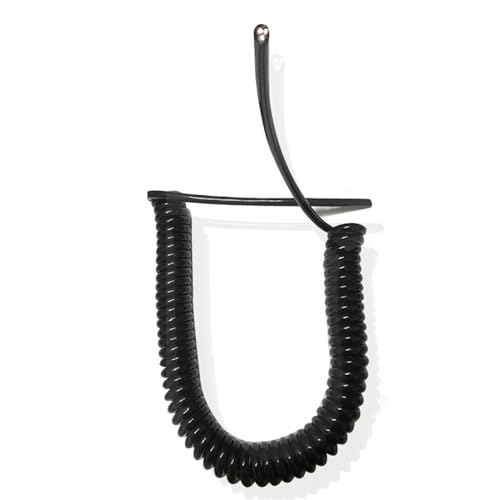 Schwarzes Spiral-Netzkabel, Kupferkern, Teleskop-Federkabel, weißer Spiraldraht, Verbindung, dehnbarer elektrischer Draht, einziehbare Spule(Black,Strech 2.5 meters) von MBHHU