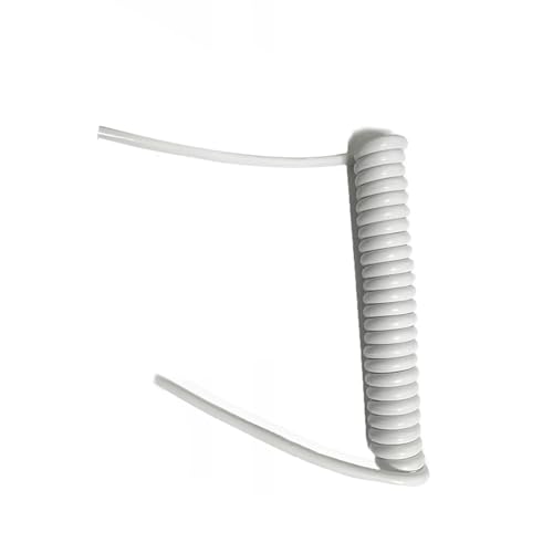 Schwarzes Spiral-Netzkabel, Kupferkern, Teleskop-Federkabel, weißer Spiraldraht, Verbindung, dehnbarer elektrischer Draht, einziehbare Spule(White,Strech 3.5 meters) von MBHHU