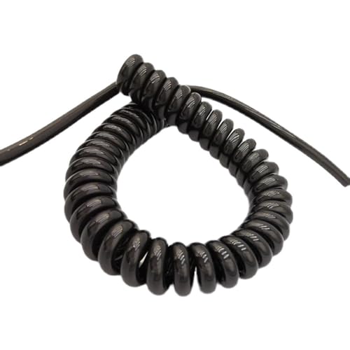 Schwarzes erweiterbares Netzkabel mit Feder, Teleskopdraht, Spiralkabel, einziehbare Spule (Größe: Leitungslänge 7,5(2 core 24AWG,Line length 5 meter) von MBHHU