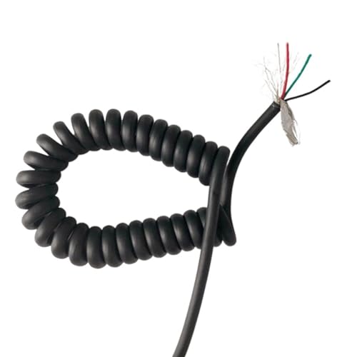 Spiralkabel mit abgeschirmter Oberfläche, matte, dehnbar von 1 bis 15 Metern, Spiral-Teleskopkabel, einziehbare Spule (Größe: 10 Meter, Farbe: 4 Adern(4 cores 20AWG,Stretch 9 meter) von MBHHU